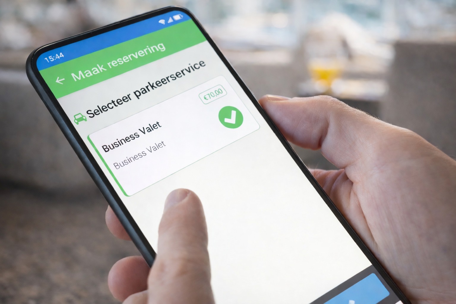 Reserveringsmodule van BusinessValet op een telefoon